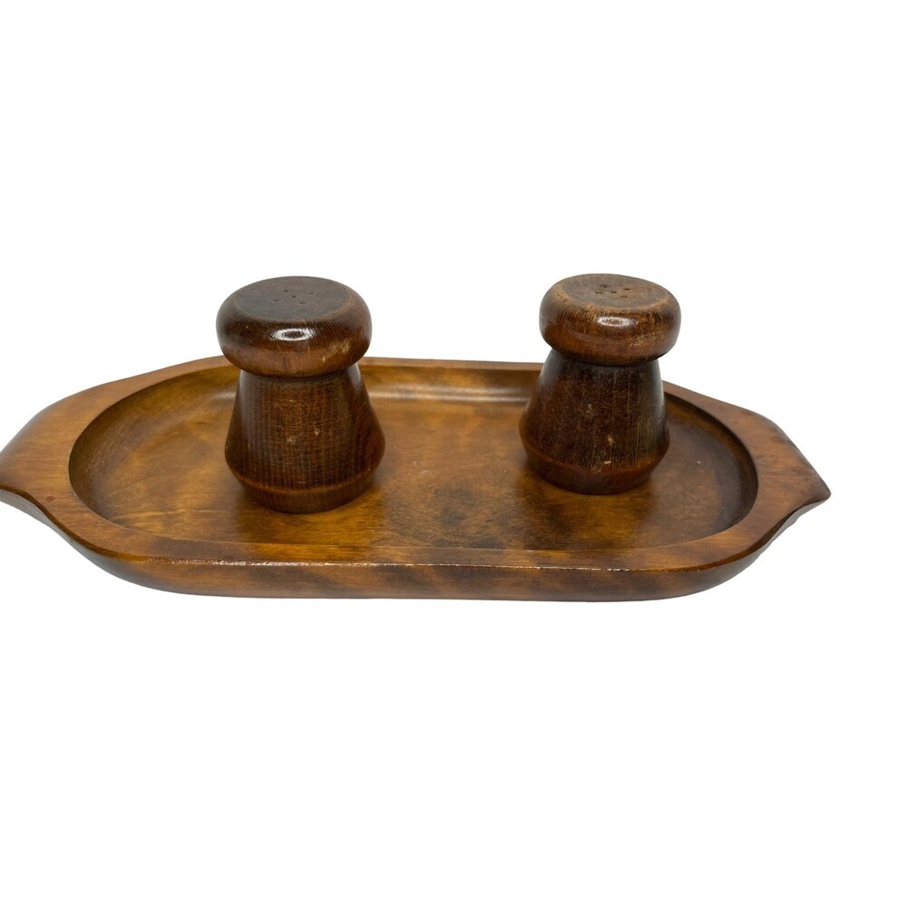 Vintage MCM wood salt and pepper shakers